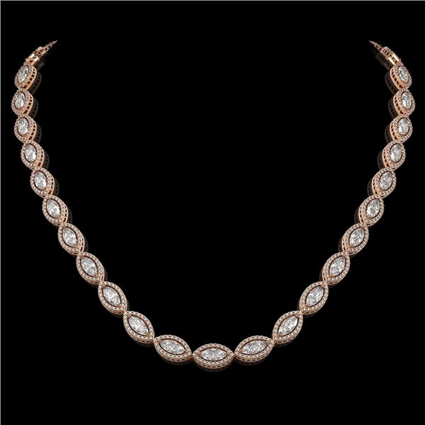 24.42 ctw Marquise Cut Diamond Micro Pave Necklace 18K Rose Gold - REF-3359A5N