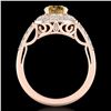 Image 3 : 1.7 ctw Intense Fancy Yellow Diamond Art Deco Ring 18k Rose Gold - REF-309F3M
