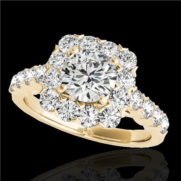 2.5 ctw Certified Diamond Solitaire Halo Ring 10k Yellow Gold - REF-231R8K