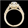 Image 2 : 2.5 ctw Certified Diamond Solitaire Halo Ring 10k Yellow Gold - REF-231R8K