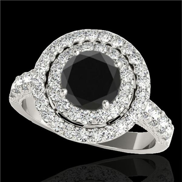 2.25 ctw Certified VS Black Diamond Solitaire Halo Ring 10k White Gold - REF-87H8R