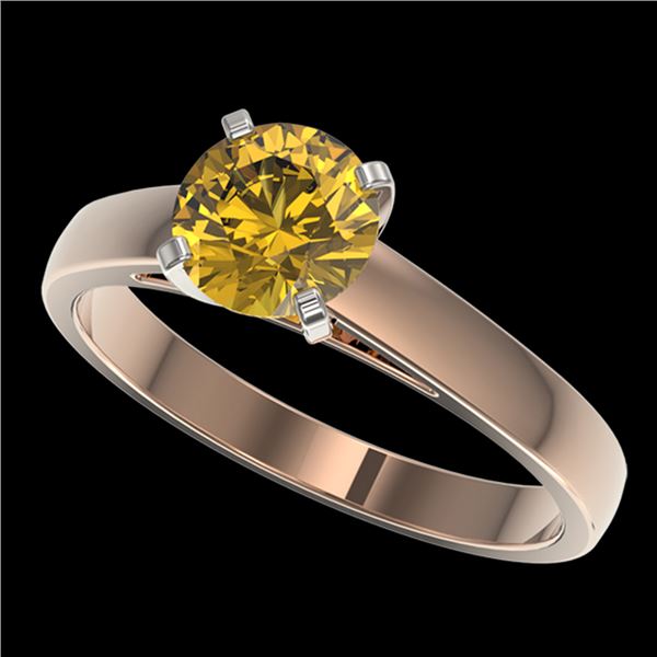 1.25 ctw Certified Intense Yellow Diamond Solitaire Ring 10k Rose Gold - REF-208K6Y
