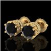Image 1 : 2.04 ctw Fancy Black Diamond Art Deco Stud Earrings 18k Yellow Gold - REF-89Y3X