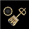 Image 3 : 2.04 ctw Fancy Black Diamond Art Deco Stud Earrings 18k Yellow Gold - REF-89Y3X