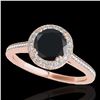 Image 1 : 1.55 ctw Certified VS Black Diamond Solitaire Halo Ring 10k Rose Gold - REF-67Y6X