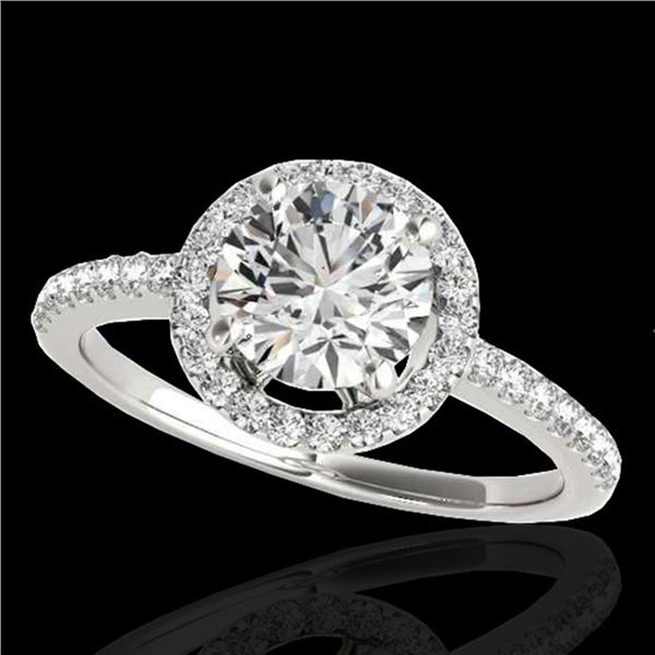 1.4 ctw Certified Diamond Solitaire Halo Ring 10k White Gold - REF-190W9H