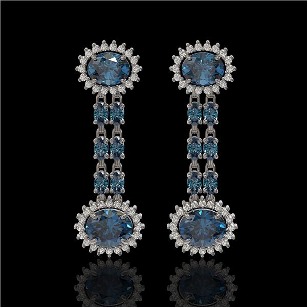 9.85 ctw London Topaz & Diamond Earrings 14K White Gold - REF-148F9M