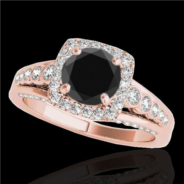 2 ctw Certified VS Black Diamond Solitaire Halo Ring 10k Rose Gold - REF-79X3A