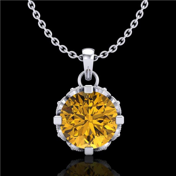 1.14 ctw Intense Fancy Yellow Diamond Art Deco Necklace 18k White Gold - REF-121Y8X