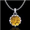 Image 1 : 1.14 ctw Intense Fancy Yellow Diamond Art Deco Necklace 18k White Gold - REF-121Y8X