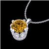 Image 2 : 1.14 ctw Intense Fancy Yellow Diamond Art Deco Necklace 18k White Gold - REF-121Y8X