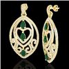 Image 2 : 7 ctw Emerald & Micro Pave VS/SI Diamond Heart Earrings 18k Yellow Gold - REF-418N2F