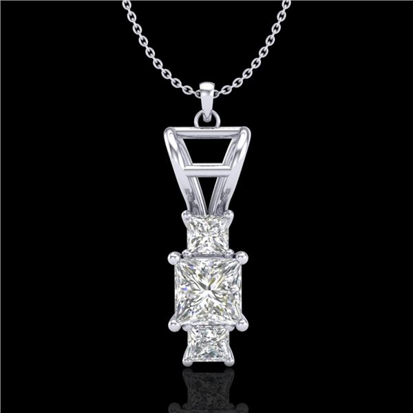 1.54 ctw Princess VS/SI Diamond Art Deco Necklace 18k White Gold - REF-418A2N