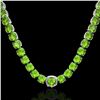 Image 2 : 100 ctw Peridot & Diamond Micro Pave Necklace 14k White Gold - REF-528X9A