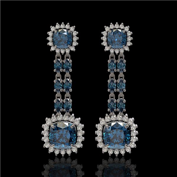 20.04 ctw London Topaz & Diamond Earrings 14K White Gold - REF-239G8W