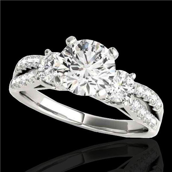 1.5 ctw Certified Diamond 3 Stone Ring 10k White Gold - REF-204F5M