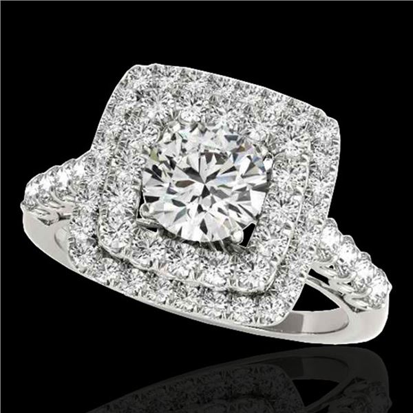 2.05 ctw Certified Diamond Solitaire Halo Ring 10k White Gold - REF-204H5R