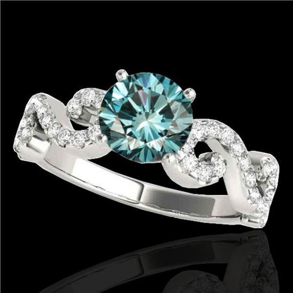 1.4 ctw SI Certified Fancy Blue Diamond Solitaire Ring 10k White Gold - REF-121K8Y