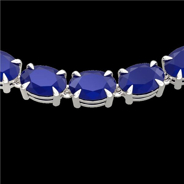 68 ctw Sapphire Eternity Designer Necklace 14k White Gold - REF-309X3A