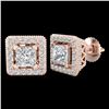 Image 2 : 2.25 ctw Princess VS/SI Diamond Micro Pave Stud Earrings 18k Rose Gold - REF-272R8K