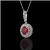 Image 1 : 4.67 ctw Certified Ruby & Diamond Victorian Necklace 14K White Gold - REF-136H5R