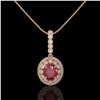 Image 2 : 4.67 ctw Certified Ruby & Diamond Victorian Necklace 14K White Gold - REF-136H5R