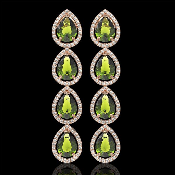 10.48 ctw Tourmaline & Diamond Micro Pave Halo Earrings 10k Rose Gold - REF-195X6A