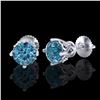 Image 2 : 1.26 ctw Fancy Intense Blue Diamond Art Deco Earrings 18k White Gold - REF-133W3H