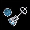 Image 3 : 1.26 ctw Fancy Intense Blue Diamond Art Deco Earrings 18k White Gold - REF-133W3H