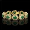 Image 1 : 49.17 ctw Emerald & Diamond Victorian Bracelet 14K Yellow Gold - REF-1404F4M