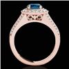 Image 2 : 2.17 ctw SI Certified Fancy Blue Diamond Halo Ring 10k Rose Gold - REF-259M3G