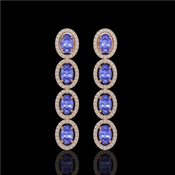 6.09 ctw Tanzanite & Diamond Micro Pave Halo Earrings 10k Rose Gold - REF-143R6K