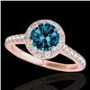 Image 1 : 1.70 ctw SI Certified Fancy Blue Diamond Solitaire Halo Ring 10k Rose Gold - REF-156H8R