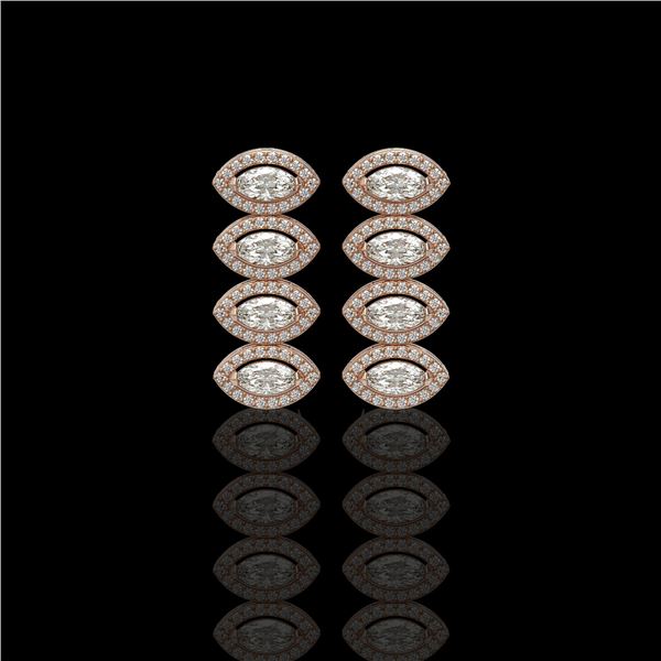 3.84 ctw Marquise Cut Diamond Micro Pave Earrings 18K Rose Gold - REF-334Y6X