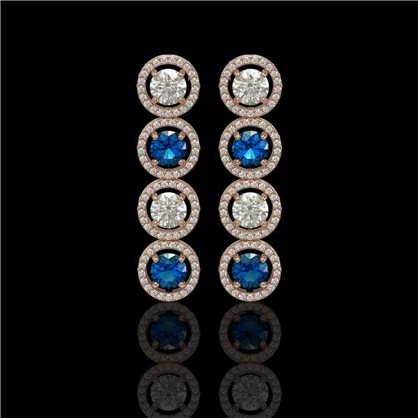 5.42 ctw Blue & Diamond Micro Pave Earrings 18K Rose Gold - REF-513K8Y