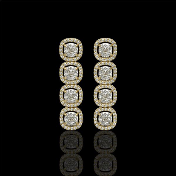 5.28 ctw Cushion Cut Diamond Micro Pave Earrings 18K Yellow Gold - REF-668N2F