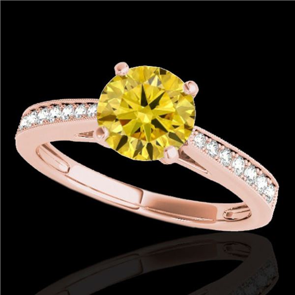 1.25 ctw Certified SI/I Fancy Intense Yellow Diamond Ring 10k Rose Gold - REF-188N2F