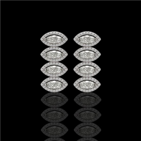 5.33 ctw Marquise Cut Diamond Micro Pave Earrings 18K White Gold - REF-739Y6X