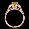 Image 2 : 1.35 ctw SI/I Fancy Intense Yellow Diamond 3 Stone Set 10k Rose Gold - REF-177G3W