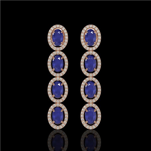 6.47 ctw Sapphire & Diamond Micro Pave Halo Earrings 10k Rose Gold - REF-143M6G