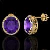 Image 2 : 20 ctw Amethyst & Micro VS/SI Diamond Pave Earrings 18k Yellow Gold - REF-123G3W