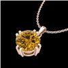 Image 2 : 1 ctw Intense Fancy Yellow Diamond Art Deco Necklace 18k Rose Gold - REF-218G2W