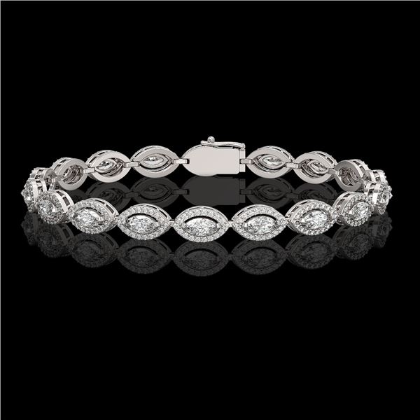 6.91 ctw Marquise Cut Diamond Micro Pave Bracelet 18K White Gold - REF-599X6A