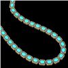 Image 2 : 52.89 ctw Turquoise & Diamond Micro Pave Halo Necklace 10k Yellow Gold - REF-670M9G