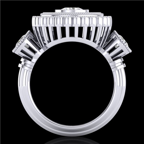 2.62 ctw VS/SI Diamond Solitaire Art Deco 3 Stone Ring 18k White Gold - REF-343A5N