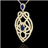Image 2 : 3.50 ctw Sapphire & Micro VS/SI Diamond Heart Necklace 14k Yellow Gold - REF-180M2G