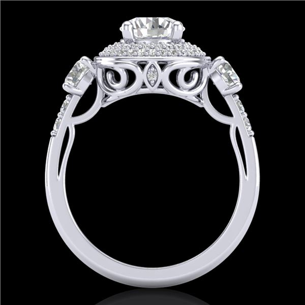 2.05 ctw VS/SI Diamond Solitaire Art Deco 3 Stone Ring 18k White Gold - REF-490F9M