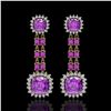 Image 1 : 18.96 ctw Amethyst & Diamond Earrings 14K Yellow Gold - REF-222Y2X