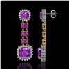 Image 2 : 18.96 ctw Amethyst & Diamond Earrings 14K Yellow Gold - REF-222Y2X