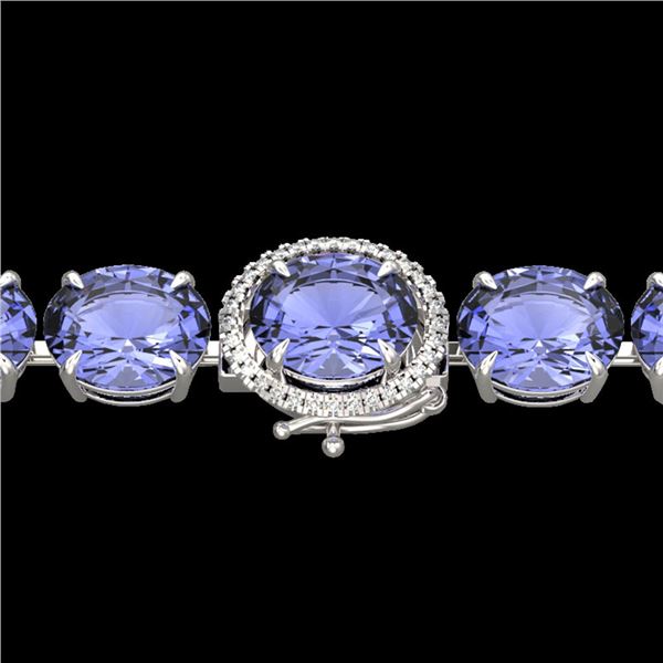 75 ctw Tanzanite & Micro Pave Diamond Bracelet 14k White Gold - REF-1236W4H